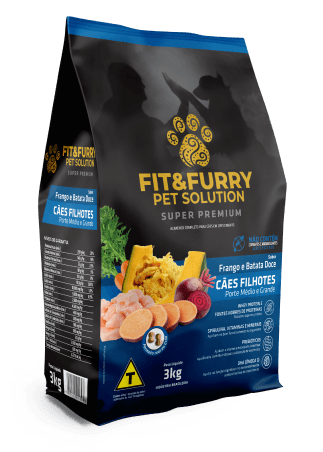 Ração Seca Fit&Furry para Cães Filhotes de Raças Médias e Grandes - 3Kg