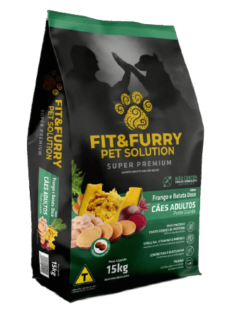 Ração Seca Fit&Furry para Cães Adultos de Raças Grandes - 15Kg