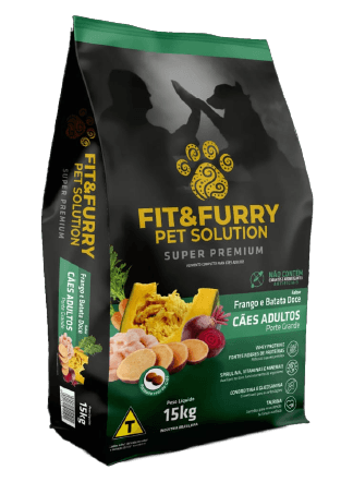 Ração Seca Fit&Furry para Cães Adultos de Raças Grandes - 15Kg